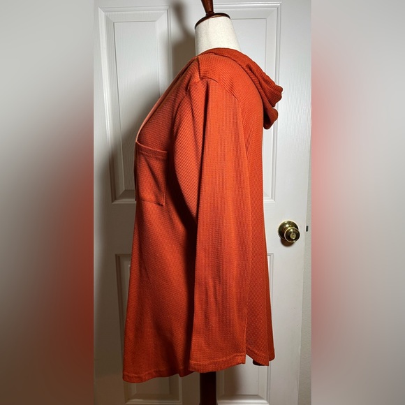 BloomChic Pumpkin Colored V-Neck Women’s Hoodie - Picture 3 of 9